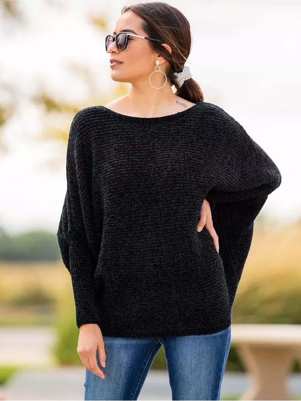 OFFERS OPEN! Women’s small HYFVE Off-the-Shoulder Batwing Sweater - Black